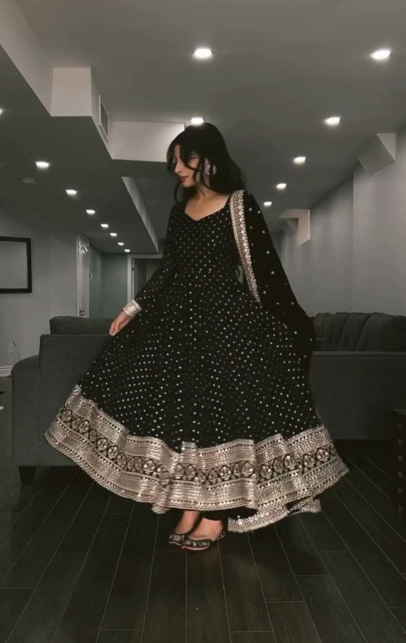 Barkha s Black Coloured Anarkali Suit Set