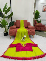 Beautiful Georgette Fabric With Fancy Lace Heavy Latkan Pallu Saree