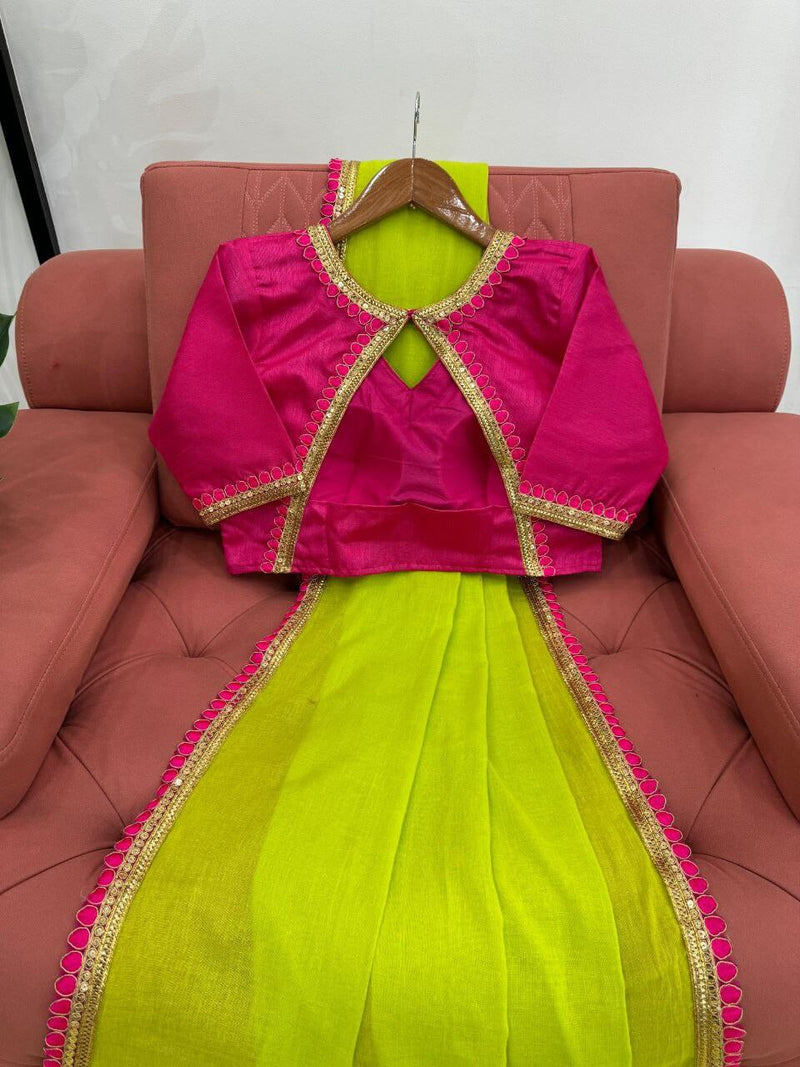 Beautiful Georgette Fabric With Fancy Lace Heavy Latkan Pallu Saree